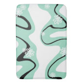 Daisy Groove in Mint Green, Black und White Badematte (Vorderseite Vertikal)