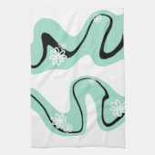 Daisy Groove in Mint Green, Black und White Geschirrtuch (Vertikal)