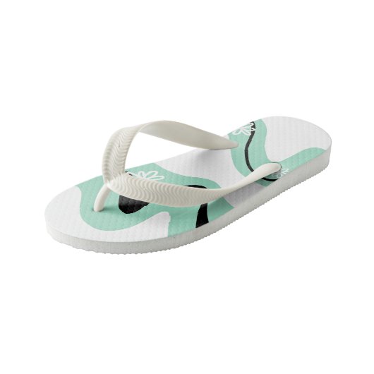 Daisy Groove in Mint Green, Black und White Kinderbadesandalen (Schrägansicht)
