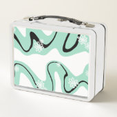Daisy Groove in Mint Green, Black und White Metall Brotdose (Rückseite)