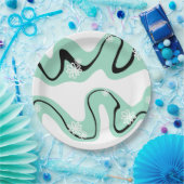 Daisy Groove in Mint Green, Black und White Pappteller (Party)