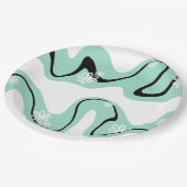 Daisy Groove in Mint Green, Black und White Pappteller (Schrägansicht)