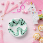 Daisy Groove in Mint Green, Black und White Pappteller (Party)