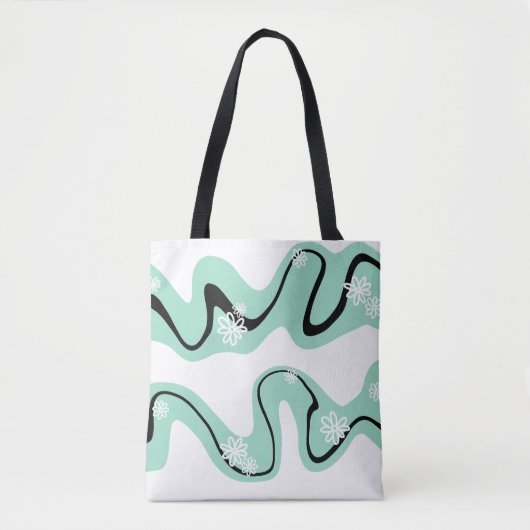 Daisy Groove in Mint Green, Black und White Tasche (Vorderseite)