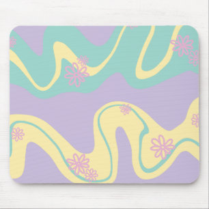 Daisy Groove Pastellfarben, gelb, Lila & grün Mousepad