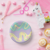 Daisy Groove Pastellfarben, gelb, Lila & grün Pappteller (Party)