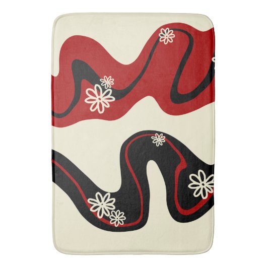 Daisy Groove - Red & Cream Badematte (Vorderseite Vertikal)