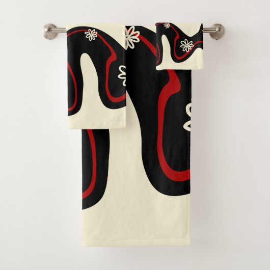 Daisy Groove - Red & Cream Badhandtuch Set (Insitu)