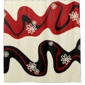 Daisy Groove - Red & Cream Duschvorhang (Vorderseite)