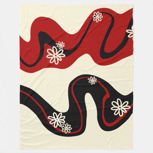 Daisy Groove - Red & Cream Fleecedecke (Vorderseite)