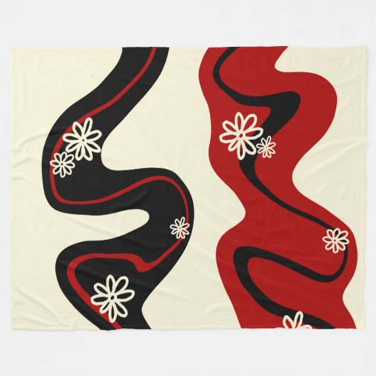 Daisy Groove - Red & Cream Fleecedecke (Vorderseite (Horizontal))
