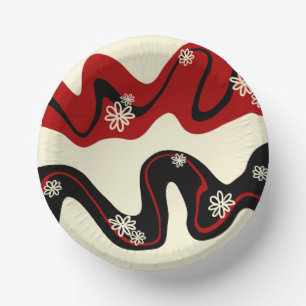 Daisy Groove - Red & Cream Pappteller