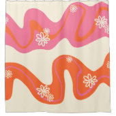 Daisy Groove - Rosa, Orange und Creme Duschvorhang (Vorderseite)