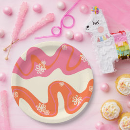 Daisy Groove - Rosa, Orange und Creme Pappteller