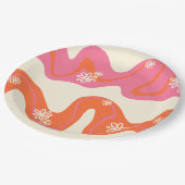 Daisy Groove - Rosa, Orange und Creme Pappteller (Schrägansicht)