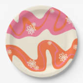 Daisy Groove - Rosa, Orange und Creme Pappteller (Vorderseite)