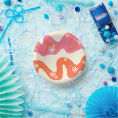 Daisy Groove - Rosa, Orange und Creme Pappteller (Party)