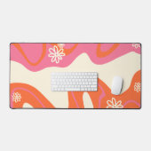 Daisy Groove - Rosa, Orange und Creme Schreibtischunterlage (Tastatur & Maus)