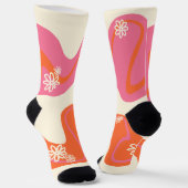 Daisy Groove - Rosa, Orange und Creme Socken (Gewinkelt)