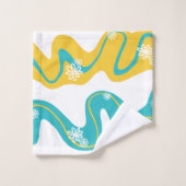 Daisy Groove - Türkis und Gelb Badhandtuch Set (Waschlappen)