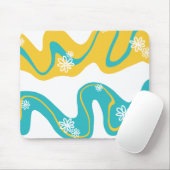 Daisy Groove - Türkis und Gelb Mousepad (Mit Mouse)