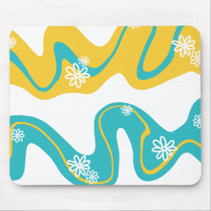 Daisy Groove - Türkis und Gelb Mousepad