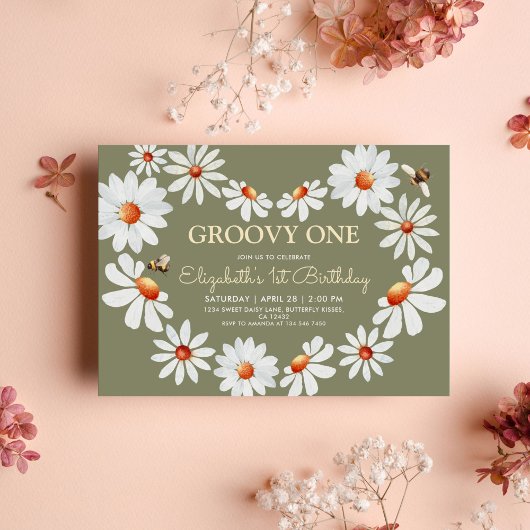 Daisy Groovy One 1. Geburtstag Einladung