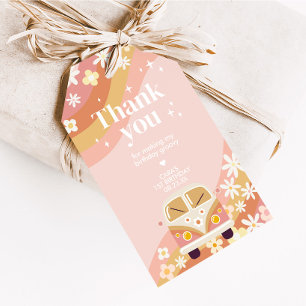 Daisy Groovy One Birthday Party Fevor Tags Geschenkanhänger