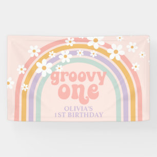 Daisy Groovy One Pastel Regenbogen erster Geburtst Banner