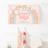 Daisy Groovy One Pastel Regenbogen zum ersten Gebu Banner (Insitu)