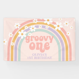 Daisy Groovy One Pastel Regenbogen zum ersten Gebu Banner