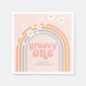 Daisy Groovy One Pastel Regenbogen zum ersten Gebu Serviette (Vorderseite)