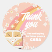 Daisy Groovy Two Birthday Party Runder Aufkleber (Vorderseite)