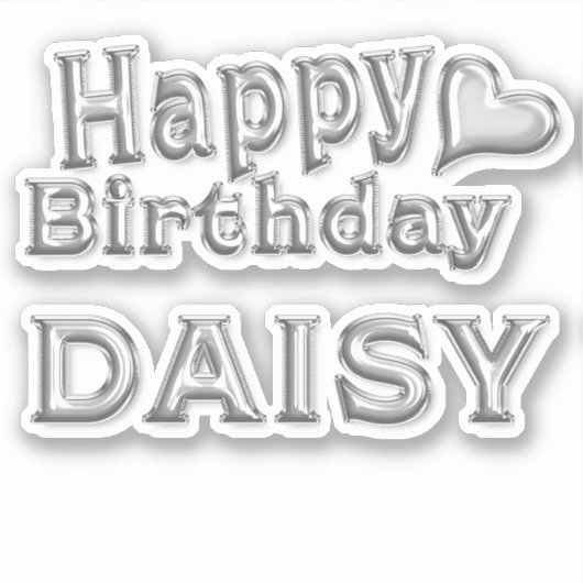 Daisy Happy Birthday silver Aufkleber Sticker (Vorderseite)