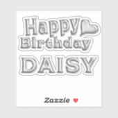 Daisy Happy Birthday silver Aufkleber Sticker (Blatt)