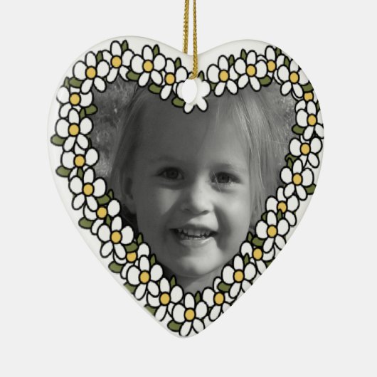 Daisy Heart Add Foto Custom Keepake Ornament (Rechts)