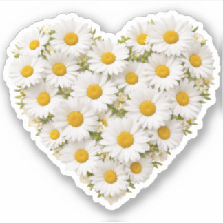 Daisy Heart April Birth Flower Aufkleber
