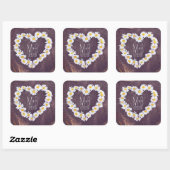 Daisy Heart Rustic Custom Wedding Favor Stickers (Blatt)