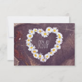 Daisy Heart Rustic Wood Country Wedding RSVP Cards Karte (Rückseite)