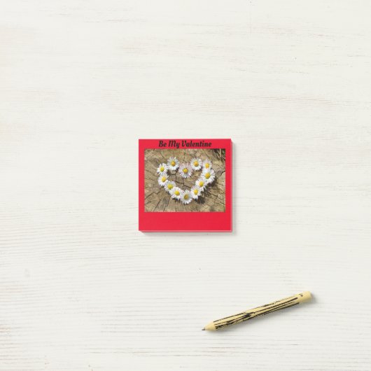 Daisy Heart Valentine Post-It Notes Klebezettel (Auf Schreibtisch)