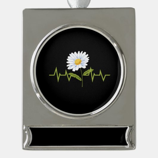 Daisy Heartbeat Banner-Ornament Silber (Vorderseite)
