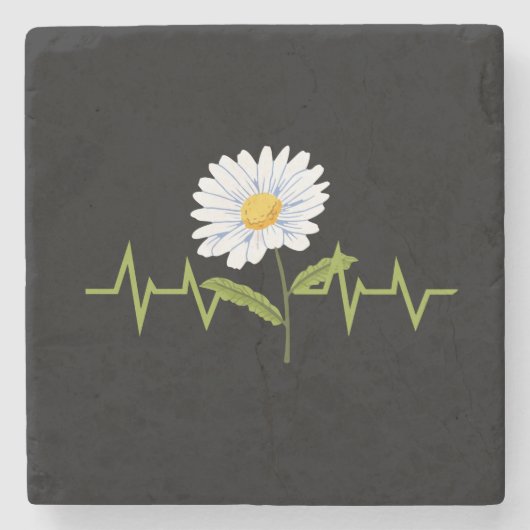 Daisy Heartbeat Steinuntersetzer (Vorderseite)
