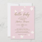 Daisy Hello Baby Spring Pink Elegante Girl Dusche Einladung (Vorderseite)
