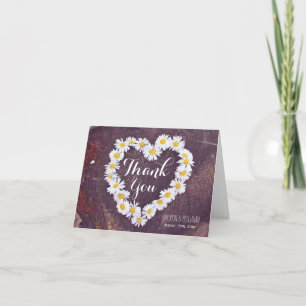 Daisy Herz Rustikale Holz Hochzeit Danke Karte