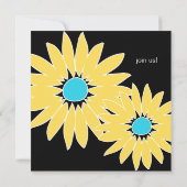 Daisy Hochzeit Einladung Schwarz Gelb Blau (Rückseite)