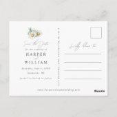 Daisy Hochzeit Foto Save the Date Postkarte (Rückseite)