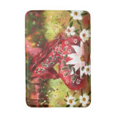 Daisy Horse Abstrakt Art Red White Green Badematte (Vorderseite Vertikal)