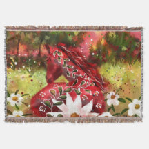 Daisy Horse Abstrakt Art Red White Green