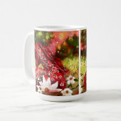 Daisy Horse Abstrakt Art Red White Green Kaffeetasse (Vorderseite Links)