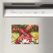 Daisy Horse Abstrakt Art Red White Green Magnet (In Situ (Geschirrspüler))